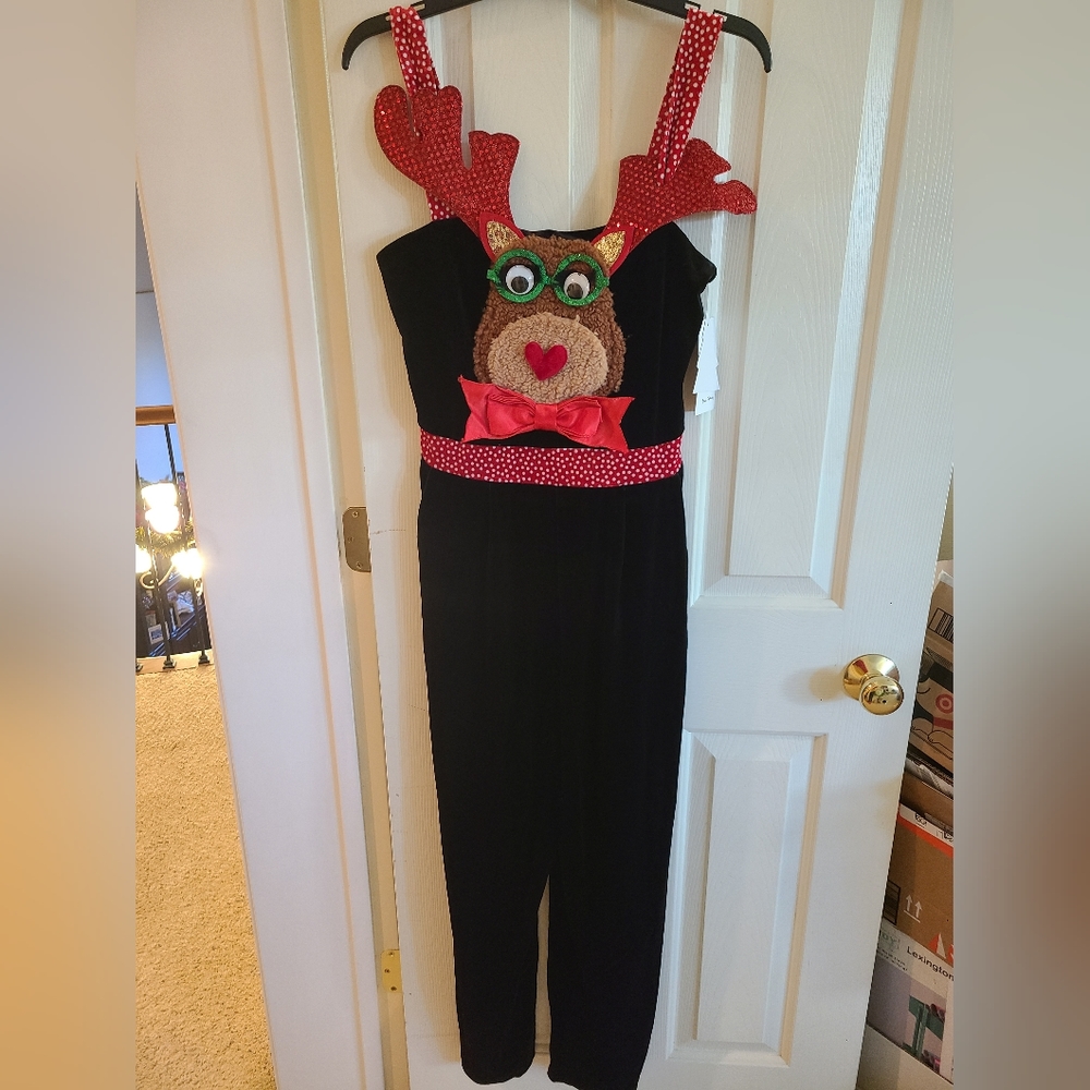 NWT. Jumpsuit Ugly Christmas Sweater- Reindeer, size Medium